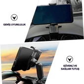 Polham 360 Derece Dönebilen Gösterge Paneli Üzeri Telefon Tutucu, Güneşlik ve Gösterge Panel Uyumlu - 8