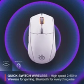 SteelSeries Rival 3 Wireless Gen 2 Gaming Mouse - 2.4GHz ve Bluetooth Bağlantı - Beyaz thumbnail 3