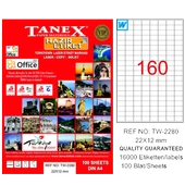 Tanex Laser Etiket 100 YP 22x12 MM Laser-Copy-Inkjet TW-2280 - 2