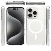 Apple iPhone 16 Pro Kılıf M-safe Şarj Özellikli Şeffaf Sert PC Zore Embos Kapak - 5