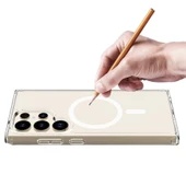 Galaxy S24 Ultra Kılıf M-safe Şarj Özellikli Şeffaf Sert PC Zore Embos Kapak thumbnail 3