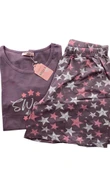 Kadın Battal Yıldız Desenli Kısa Kollu  Şortlu Pijama Takım - 5510 - STLLA PNK - 1