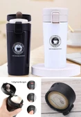 2 Adet Siyah Beyaz İnox Mug Termos 12 Saate Kadar Sıcak Soğuk Tutma Filtreli Çift Katmanlı 380ml - 1