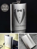 Kişiye Özel Smokin Damat Temalı 9 Oz Çelik Cep Matarası 266 Ml Sevgiliye Hediye - 2