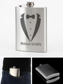 Kişiye Özel Smokin Damat Temalı 9 Oz Çelik Cep Matarası 266 Ml Sevgiliye Hediye - 4