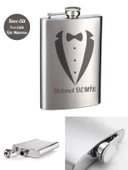 Kişiye Özel Smokin Damat Temalı 9 Oz Çelik Cep Matarası 266 Ml Sevgiliye Hediye - 1