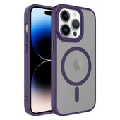 Apple iPhone 14 Pro Kılıf Mat Arka Yüzey Wireless Şarj Özellikli Zore Flet M-safe Kapak - 1