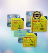 Orijinal Vega 100MG 4'lü x 3 Dizi Vega Hap Gecikme  Destekleyici Performanss Takviye Tablet - 1