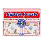 Nessiworld 7196 Çark Puzzle Hayvanlar Taşıtlar 60 Parça -Dıytoy - 1