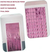NessiWorld Ekstra Metalize Rose Gold Renk Disko Dikdörtgen Kesim Kapı Perdesi Dekorasyon 1x2 Metre - 1
