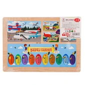 Nessiworld ONY-233-234-235-236 Ahşap Eğitici Puzzle Havaalanı -Onyıl Oyuncak - 4