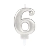 6 Rakam Mum Gümüş Renk - 1
