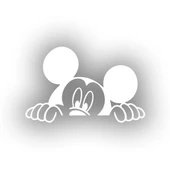 Mickey Mouse Araba Sticker  17x17 Cm Beyaz - 1