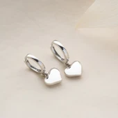 Vaoov 925 Ayar Gümüş Bombeli Kalp Küpe thumbnail 4