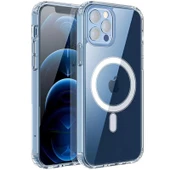 Apple iPhone 11 Pro Max Kılıf M-safe Şarj Özellikli Şeffaf Sert PC Zore Embos Kapak - 1
