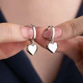 Vaoov 925 Ayar Gümüş Bombeli Kalp Küpe thumbnail 2