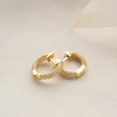 Vaoov 925 Ayar Gümüş Taşlı Bombeli Halka Küpe thumbnail 1