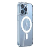Apple iPhone 14 Pro Max Kılıf M-safe Şarj Özellikli Şeffaf Sert PC Zore Embos Kapak - 1