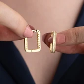 Vaoov 925 Ayar Gümüş Dokulu Dikdörtgen Küpe thumbnail 3