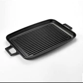 Lava Döküm Grill Tepsi, Izgara yüzeyli, Metal Kulplu, 31x42cm - 3