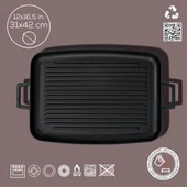 Lava Döküm Grill Tepsi, Izgara yüzeyli, Metal Kulplu, 31x42cm - 5