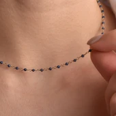 14 Ayar Altın Kaplama Safir Doğal Taş El Yapımı Gümüş Kolye - CNS00626 - 1