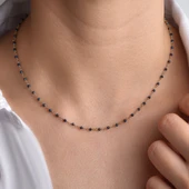 14 Ayar Altın Kaplama Safir Doğal Taş  El Yapımı Gümüş Kolye - CNS00626 - 2