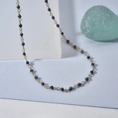 14 Ayar Altın Kaplama Safir Doğal Taş El Yapımı Gümüş Kolye - CNS00626 - 3