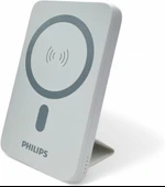 PHILIPS MagSafe İle Uyumlu Kablosuz Powerbank, 5000 mAh, Taşınabilir Şarj Cihazı, Stand Özellikli, USB-C ve USB-A Çıkışlı, Hızlı Şarj, Li-Po, DLP9701C, Akım Korumalı (Beyaz) thumbnail 1