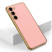 Galaxy S23 Kılıf Deri Görünümlü Kenarları Elektroplating Kaplama Zore Fizyon Kapak thumbnail 11