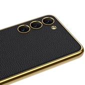Galaxy S23 Kılıf Deri Görünümlü Kenarları Elektroplating Kaplama Zore Fizyon Kapak thumbnail 3