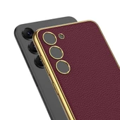 Galaxy S23 Kılıf Deri Görünümlü Kenarları Elektroplating Kaplama Zore Fizyon Kapak thumbnail 9