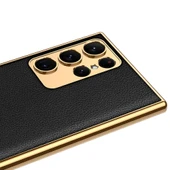 Galaxy S23 Ultra Kılıf Deri Görünümlü Kenarları Elektroplating Kaplama Zore Fizyon Kapak thumbnail 6