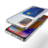 Xiaomi Redmi Note 11 Global Kılıf Kartlıklı Şeffaf Zore Setra Clear Silikon Kapak - 3