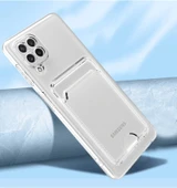 Galaxy M22 Kılıf Kartlıklı Şeffaf Zore Setra Clear Silikon Kapak - 4