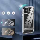 Apple iPhone 11 Kılıf Standlı Şeffaf Silikon Zore L-Stand Kapak - 12