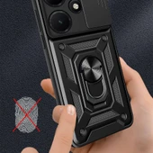 İnfinix Hot 30i Kılıf Magnetik Standlı Kamera Korumalı Zore Sürgülü Vega Kapak - 5