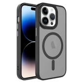 Apple iPhone 13 Pro Max Kılıf Mat Arka Yüzey Wireless Şarj Özellikli Zore Flet M-safe Kapak - 1