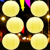 VIP KALİTE 2 ADET SARI ÇİN FENERİ SARI JAPON FENERİ SARI KAĞIT FENER SARI PARTİ KIR DÜĞÜNÜ FENERİ thumbnail 2