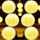 VIP KALİTE 2 ADET SARI ÇİN FENERİ SARI JAPON FENERİ SARI KAĞIT FENER SARI PARTİ KIR DÜĞÜNÜ FENERİ thumbnail 3