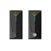 Lenovo Lecoo DS104 Kablolu USB + 3.5mm Jack 6W RGB Aydınlatmalı Masaüstü Hoparlör Siyah - 1