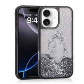 Apple iPhone 16 Kılıf Sıvılı Simli Şeffaf Arka Yüzey Zore Keto Silikon Kapak - 1