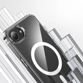 Apple iPhone 16E Kılıf M-safe Şarj Özellikli Şeffaf Sert PC Zore Embos Kapak - 6