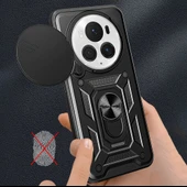 Honor Magic 6 Pro Kılıf Magnetik Standlı Kamera Korumalı Zore Sürgülü Vega Kapak - 6