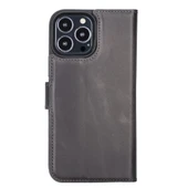 Apple iPhone 13 Pro Max Uyumlu Deri Cüzdanlı Kılıf MWWN TN1 Gri - 2