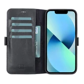 Apple iPhone 13 Pro Max Uyumlu Deri Cüzdanlı Kılıf Siyah - 1