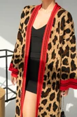 Lucky Life Uzun Leopar Hırka - Camel-Kırmızı - 1