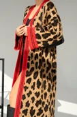 Lucky Life Uzun Leopar Hırka - Camel-Kırmızı - 5