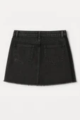 Yüksek Bel Püsküllü Mini Jean Etek - 4