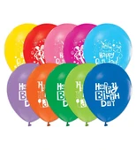 Balonevi Balon 1+1 Happy Bırthday Party Baskılı 12 İncPastel 100 Lü - 1